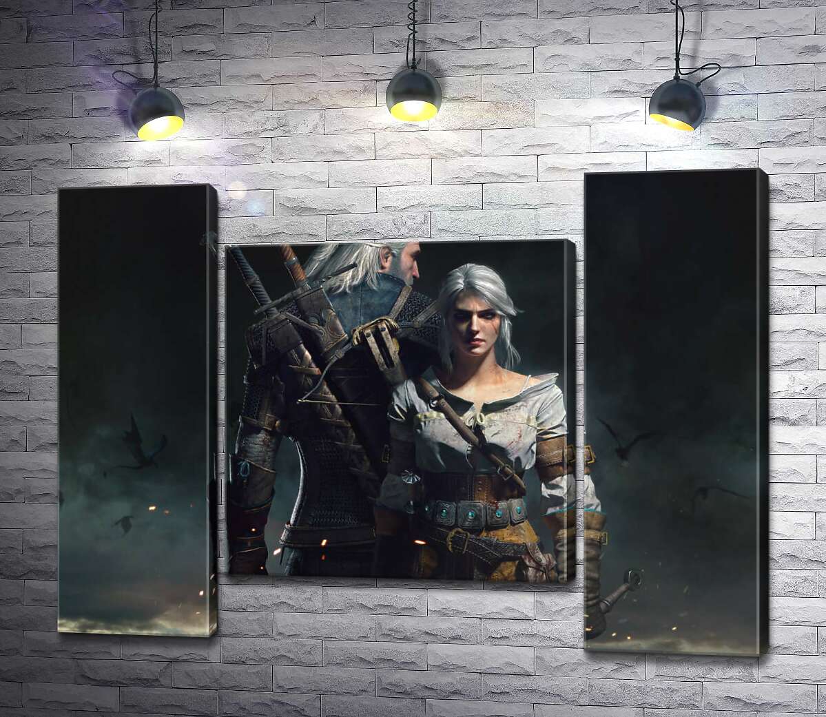 модульная картина Смелые герои игры "Ведьмак" (Witcher): Геральт и Цири (Модуль №11)