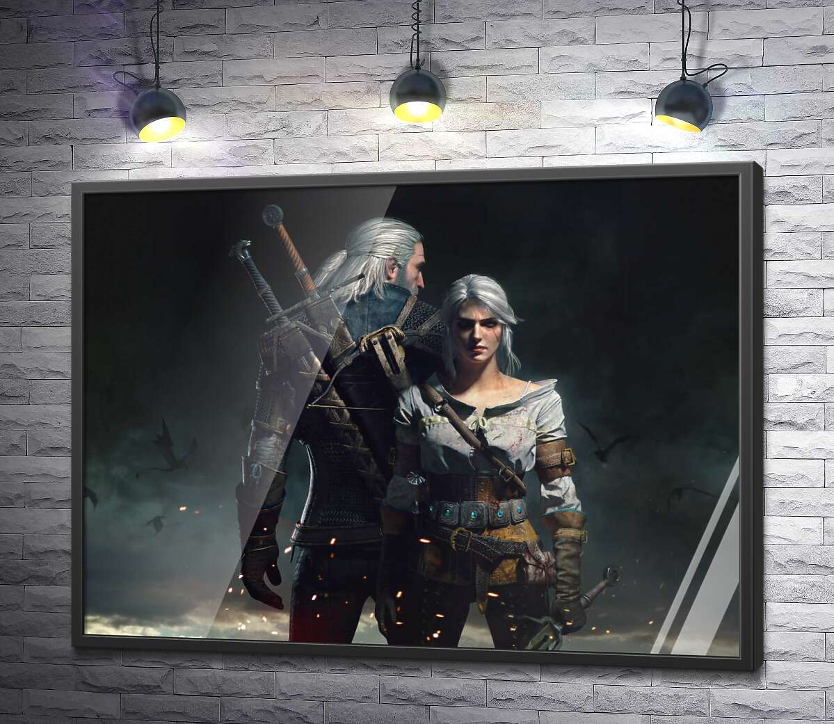 постер Сміливі герої гри "Відьмак"(Witcher): Геральт і Цирі