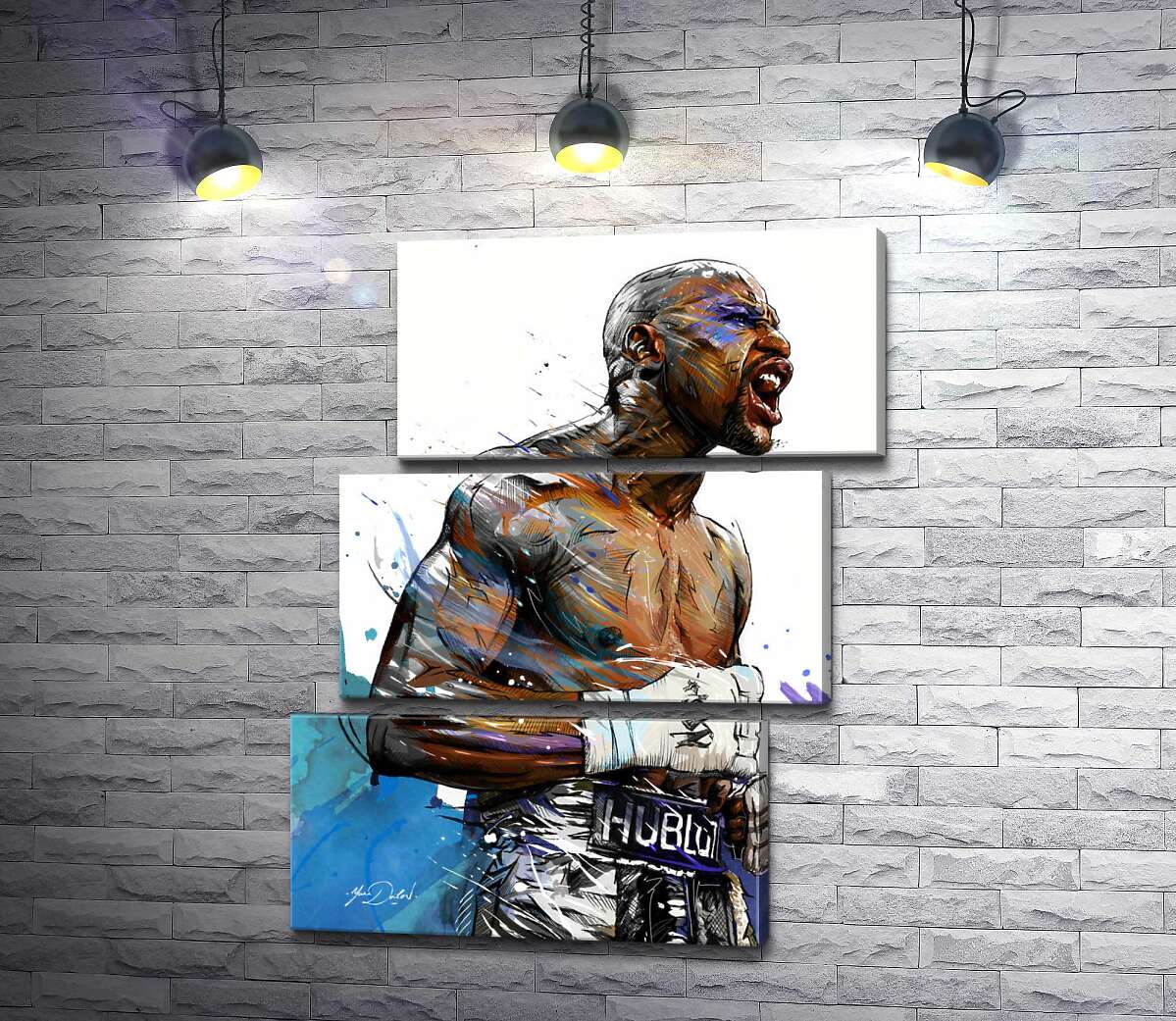 модульна картина Сильний дух переможця в боксері Флойді Мейвезері (Floyd Mayweather) (Модуль №17)