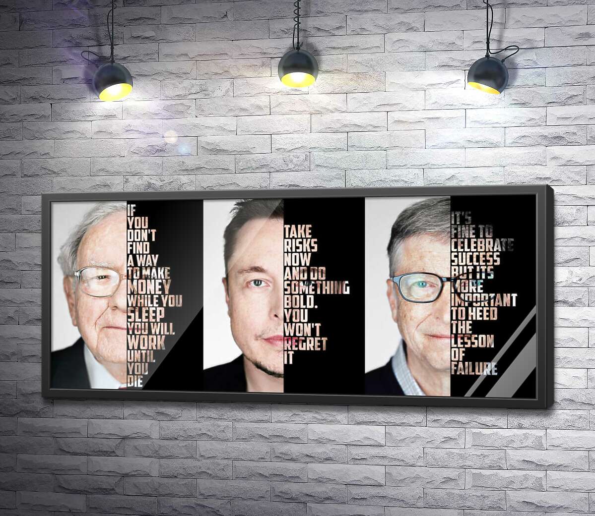 постер Мотивирующие цитаты самых успешных инвесторов: Уоррена Баффета (Warren Buffett), Илона Маска (Elon Musk), Билла Гейтса (Bill Gates)