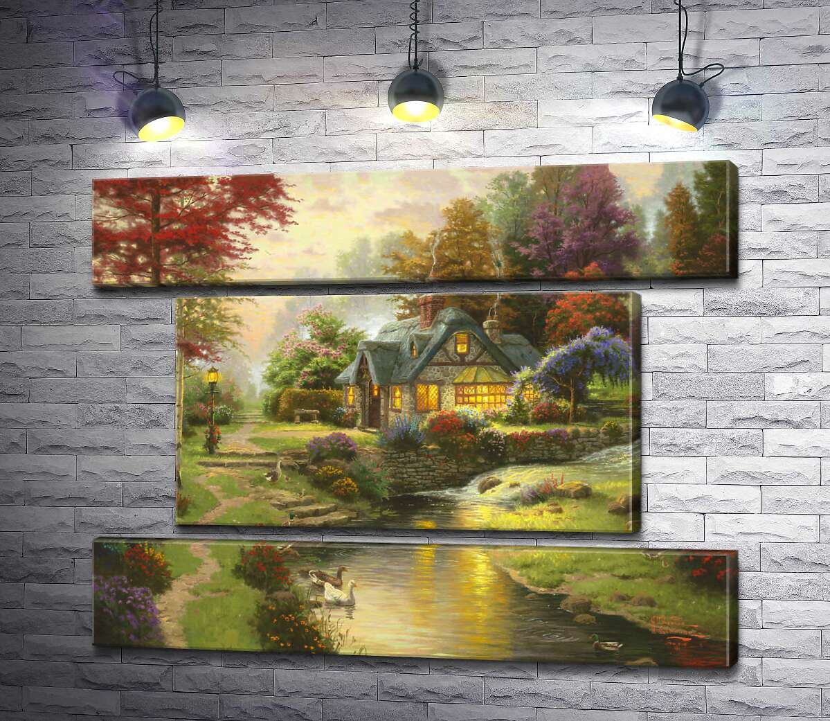 модульна картина Котедж біля спокійної води (Модуль №18) (Stillwater Cottage)  - Томас Кінкейд (Thomas Kinkade)