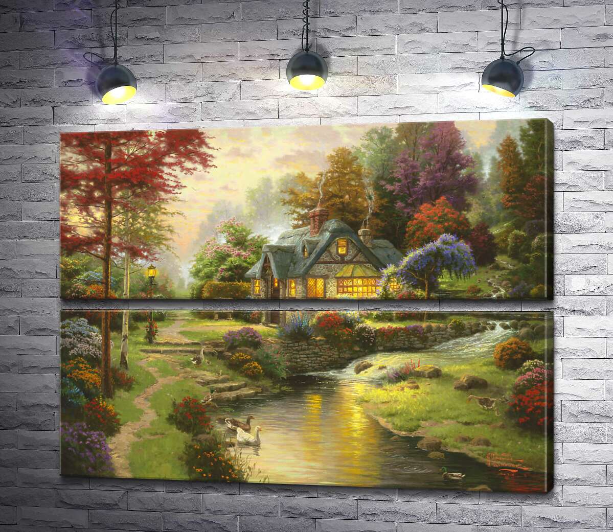 модульна картина Котедж біля спокійної води (Модуль №7) (Stillwater Cottage)  - Томас Кінкейд (Thomas Kinkade)