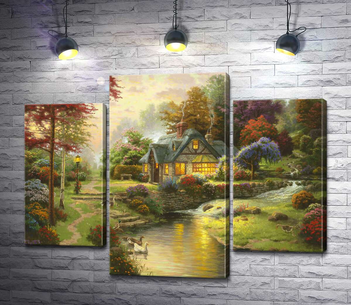 модульна картина Котедж біля спокійної води (Модуль №10) (Stillwater Cottage)  - Томас Кінкейд (Thomas Kinkade)