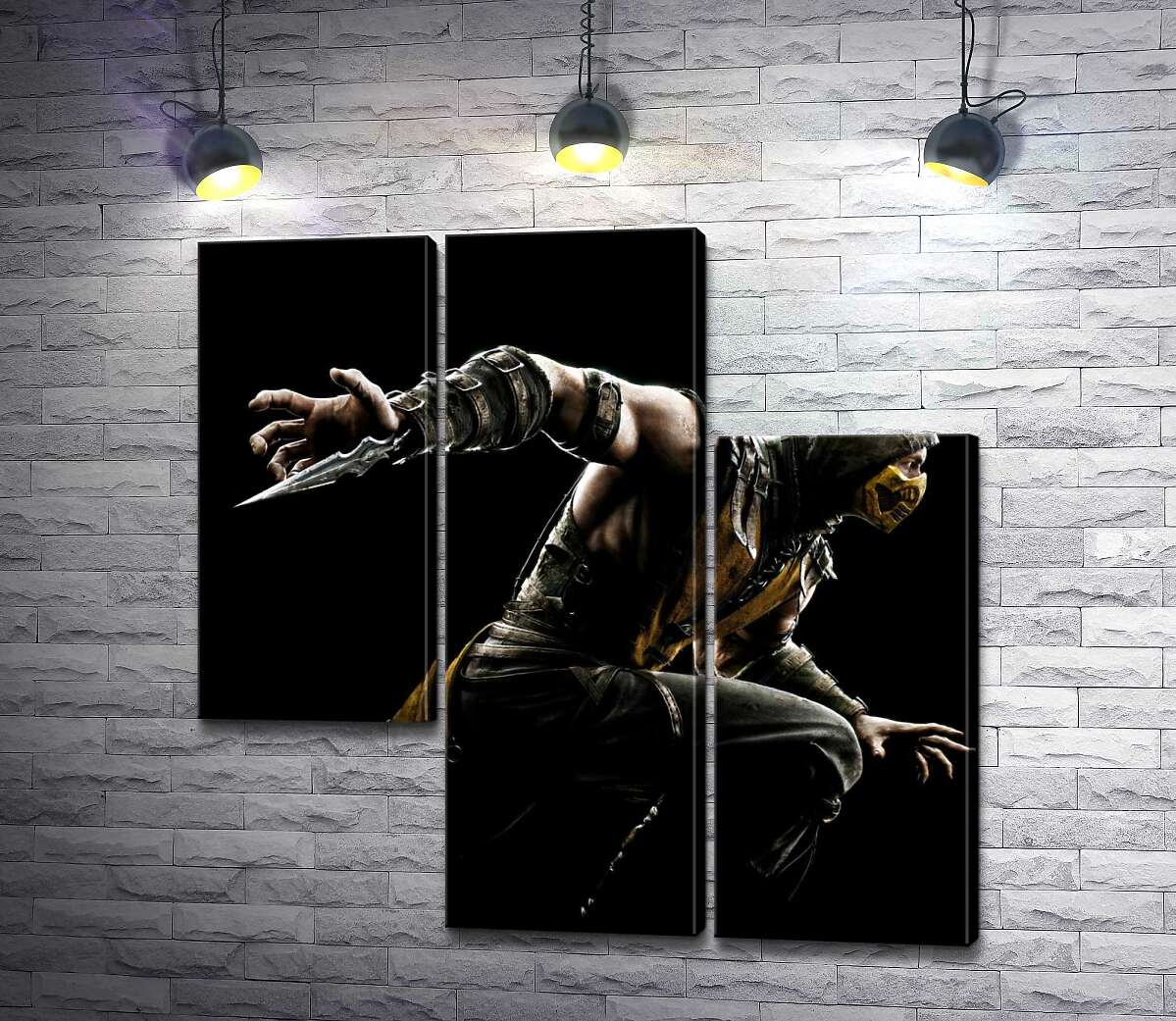 модульна картина Герой гри "Mortal Kombat", Скорпіон, рішуче біжить у битву (Модуль №13)