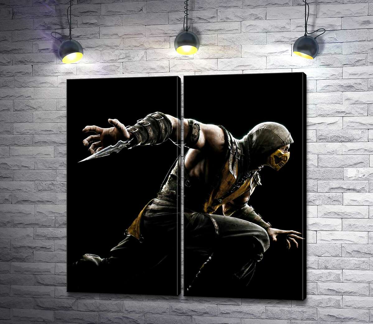 модульна картина Герой гри "Mortal Kombat", Скорпіон, рішуче біжить у битву