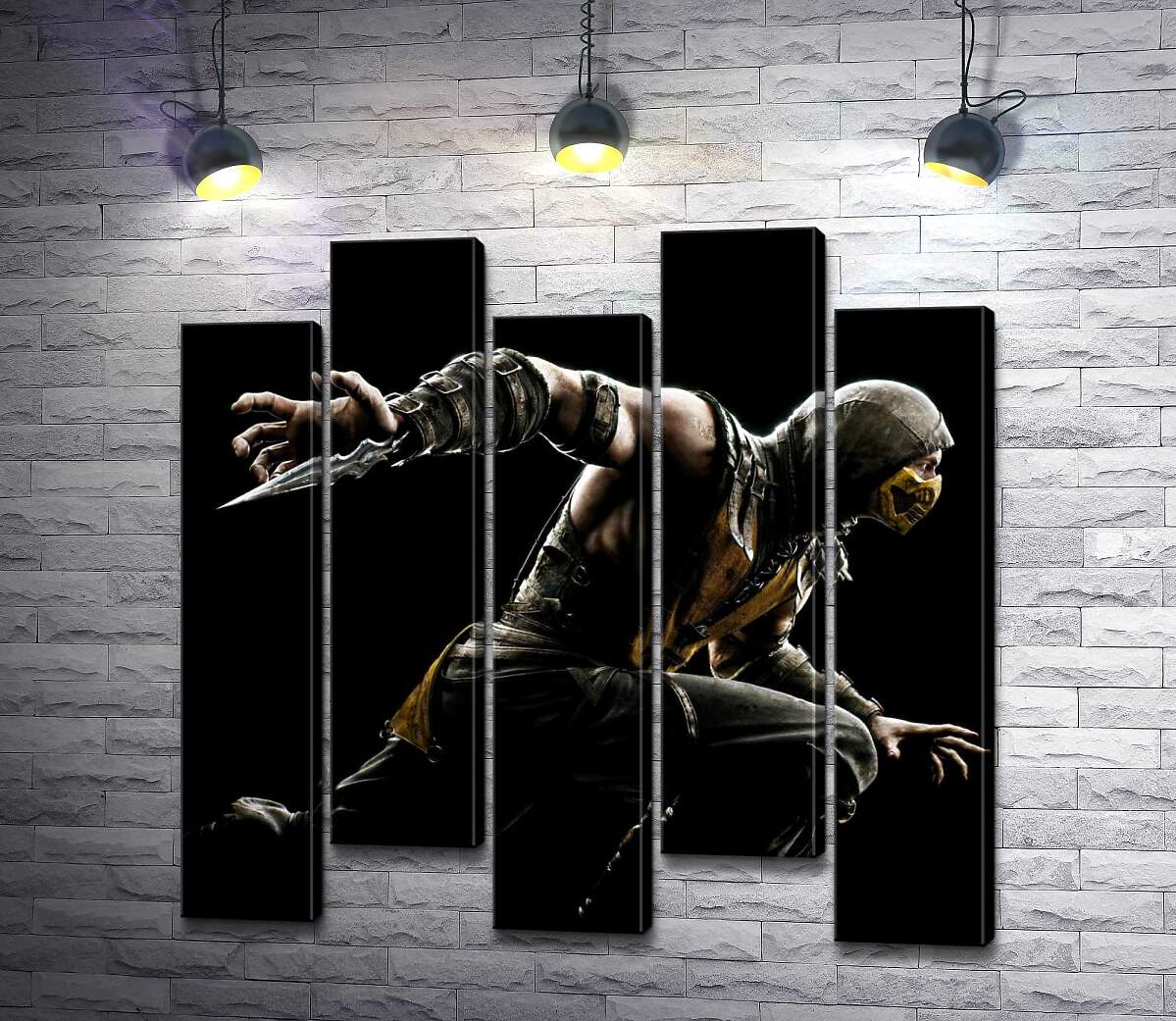 модульна картина Герой гри "Mortal Kombat", Скорпіон, рішуче біжить у битву (Модуль №30)