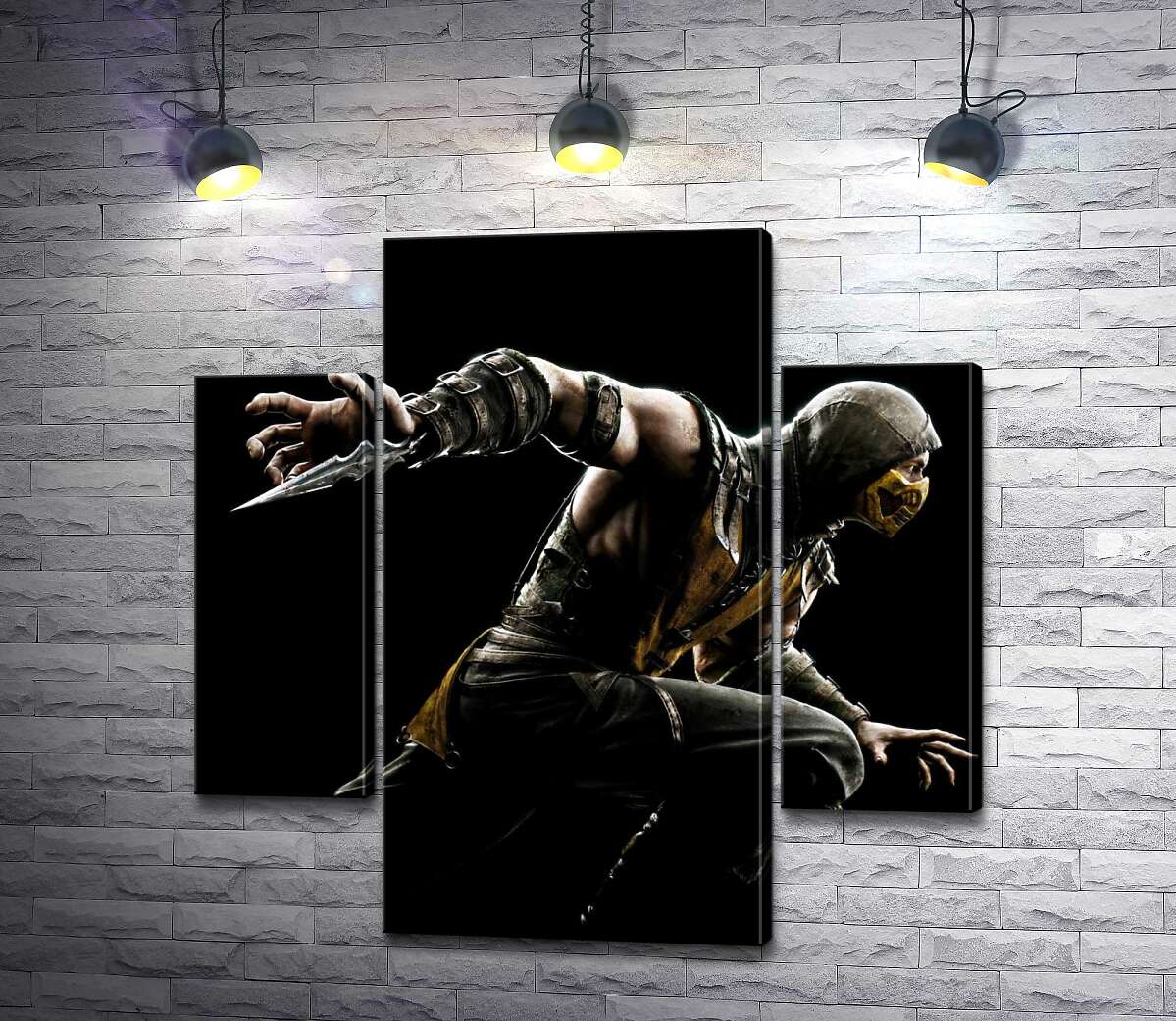 модульна картина Герой гри "Mortal Kombat", Скорпіон, рішуче біжить у битву (Модуль №5)