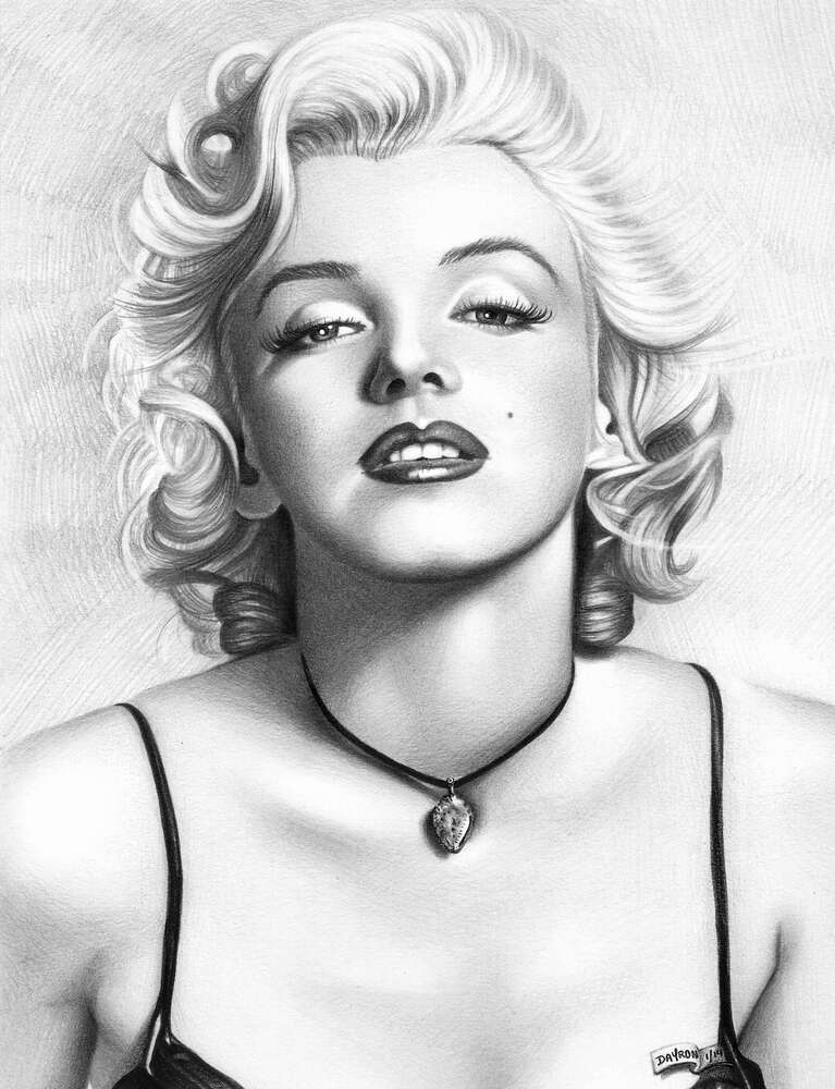 картина-постер Чорно-білий портрет принадної актриси Мерілін Монро (Marilyn Monroe)