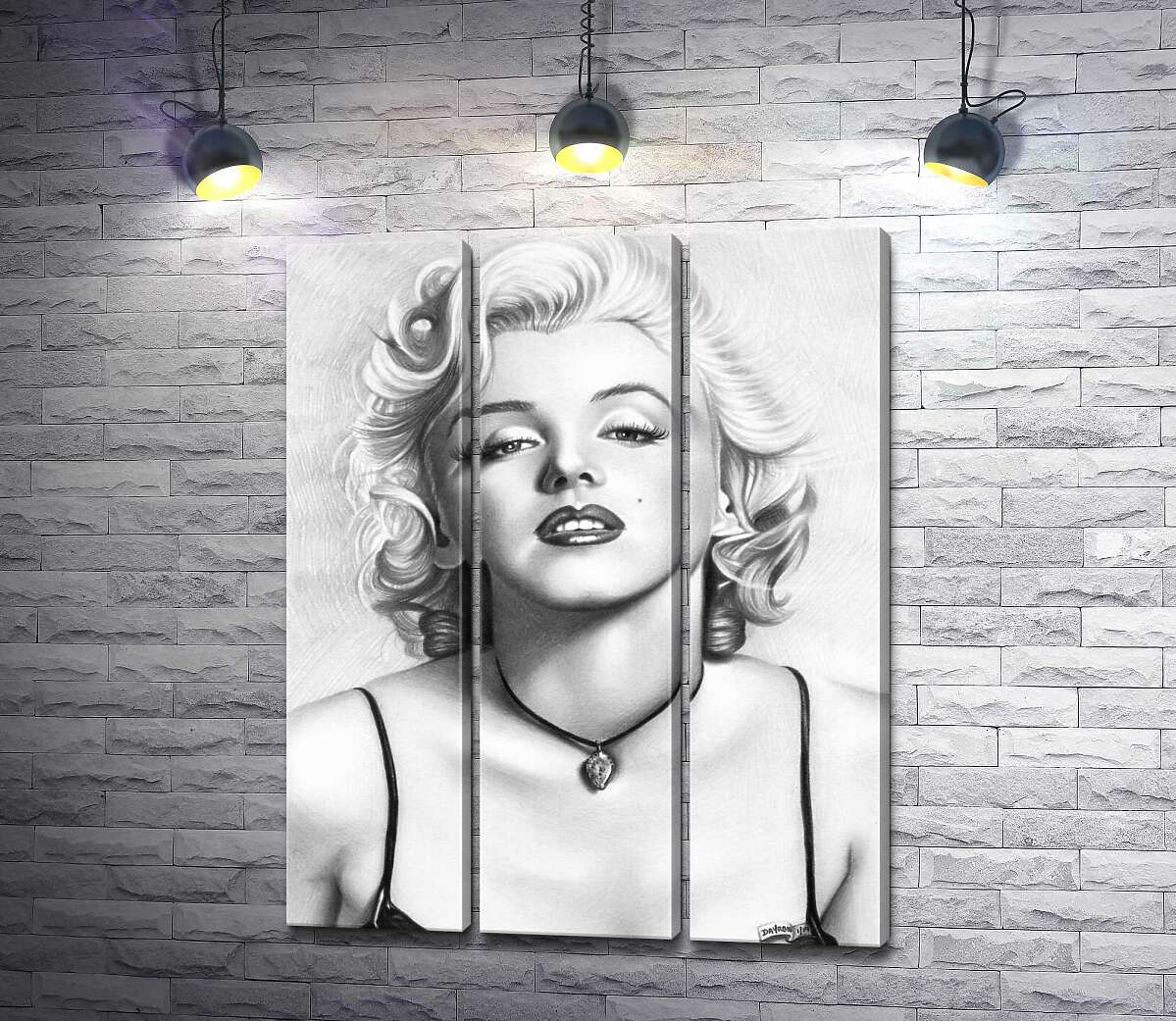 модульна картина Чорно-білий портрет принадної актриси Мерілін Монро (Marilyn Monroe)