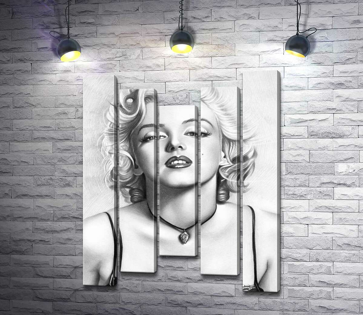 модульна картина Чорно-білий портрет принадної актриси Мерілін Монро (Marilyn Monroe) (Модуль №27)