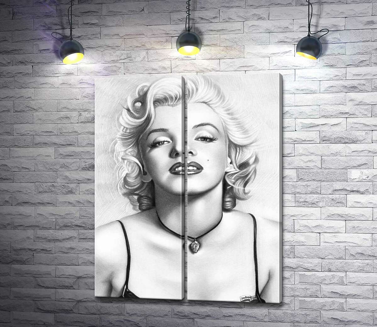 модульна картина Чорно-білий портрет принадної актриси Мерілін Монро (Marilyn Monroe)