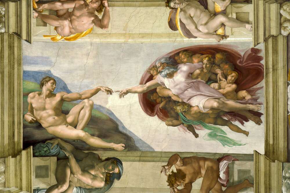 картина-постер Создание Адама (La creazione di Adamo) - Микеланджело Буонарроти (Michelangelo Buonarroti)