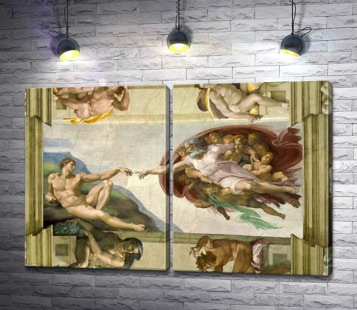 модульна картина Створення Адама (La creazione di Adamo) - Мікеланджело Буонарроті (Michelangelo Buonarroti)