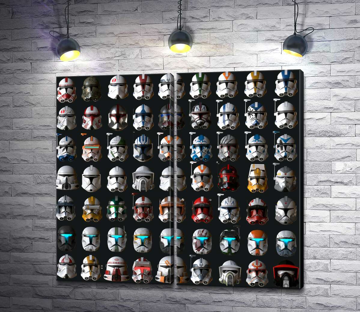 модульная картина Цветные шлемы клонов из Звездных войн (Star Wars)
