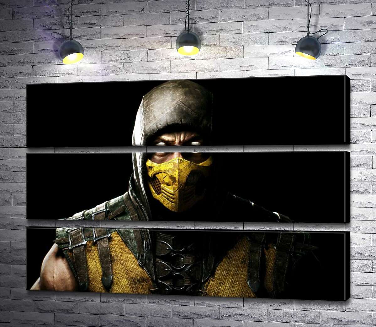 модульна картина З пітьми до світла: портрет героя гри "Mortal Kombat" Скорпіона (Модуль №15)