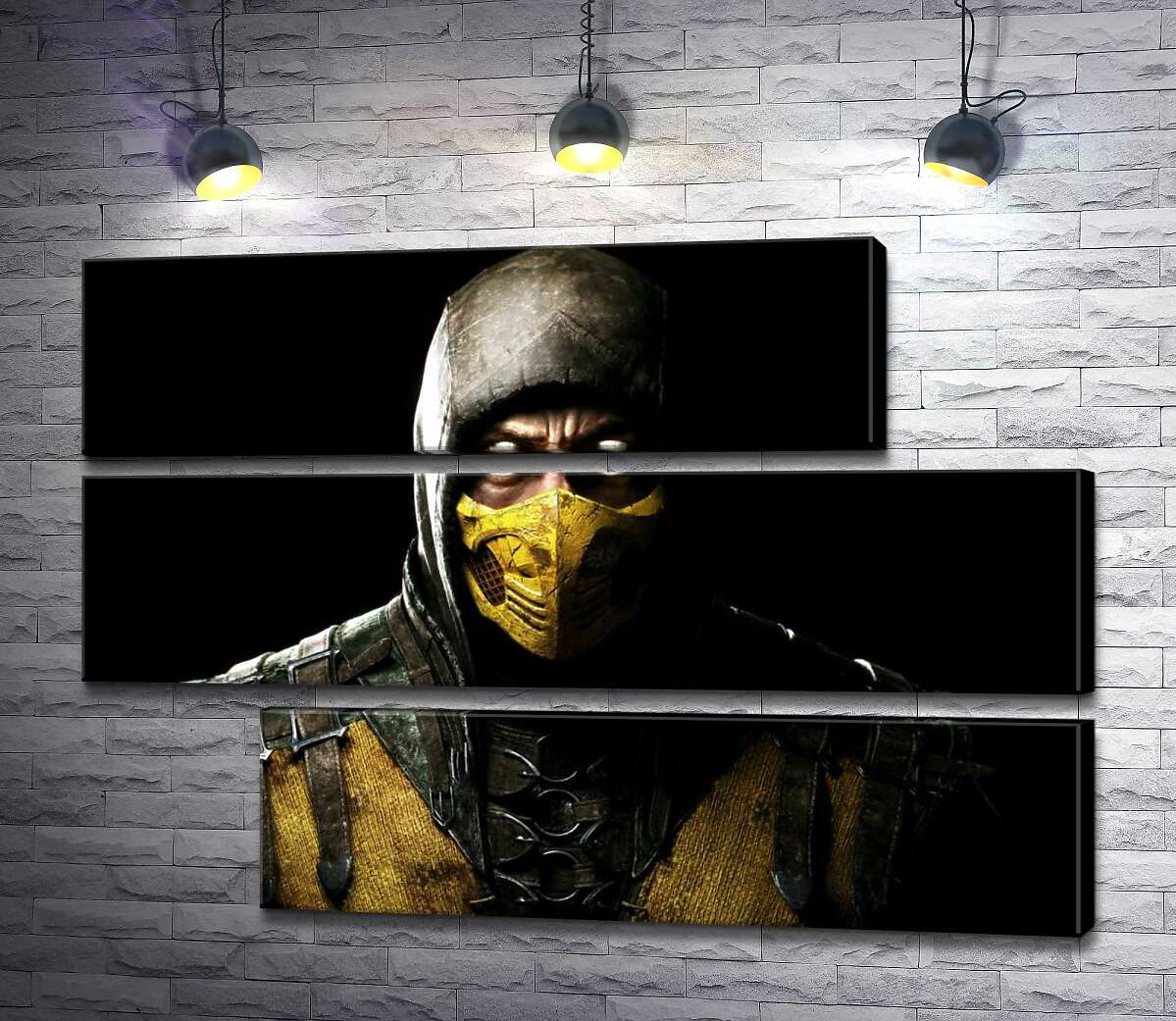 модульна картина З пітьми до світла: портрет героя гри "Mortal Kombat" Скорпіона (Модуль №16)
