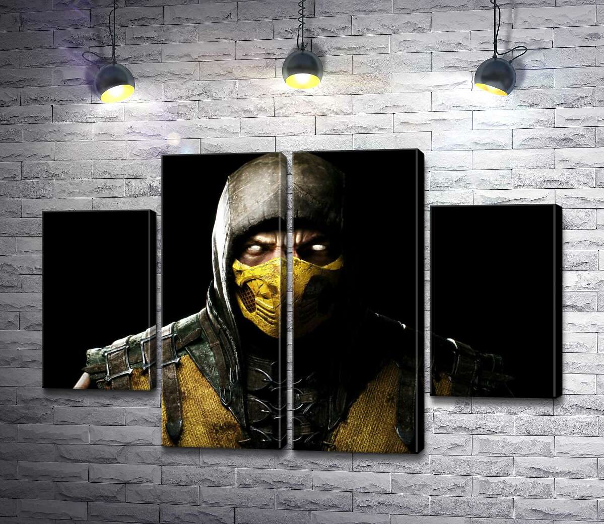 модульна картина З пітьми до світла: портрет героя гри "Mortal Kombat" Скорпіона (Модуль №20)