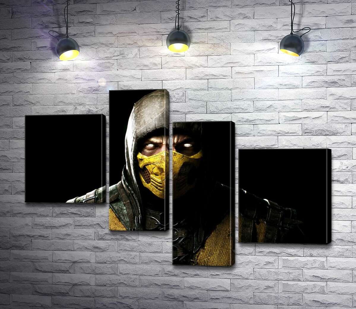 модульна картина З пітьми до світла: портрет героя гри "Mortal Kombat" Скорпіона (Модуль №21)