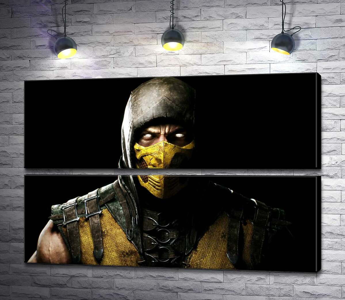 модульна картина З пітьми до світла: портрет героя гри "Mortal Kombat" Скорпіона (Модуль №7)