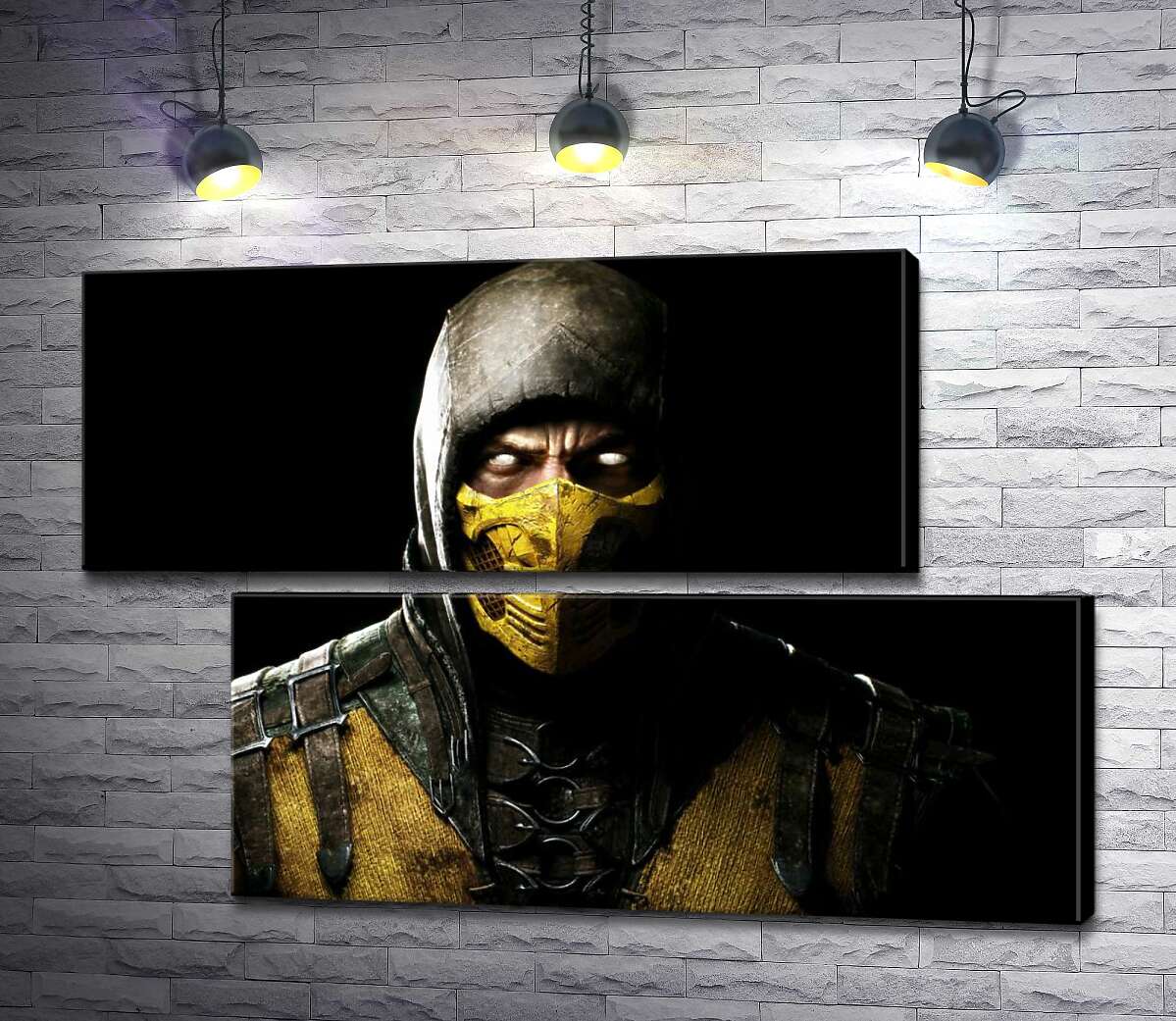 модульна картина З пітьми до світла: портрет героя гри "Mortal Kombat" Скорпіона (Модуль №8)