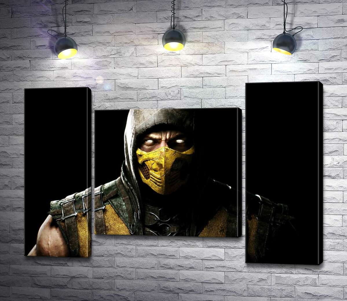 модульна картина З пітьми до світла: портрет героя гри "Mortal Kombat" Скорпіона (Модуль №11)