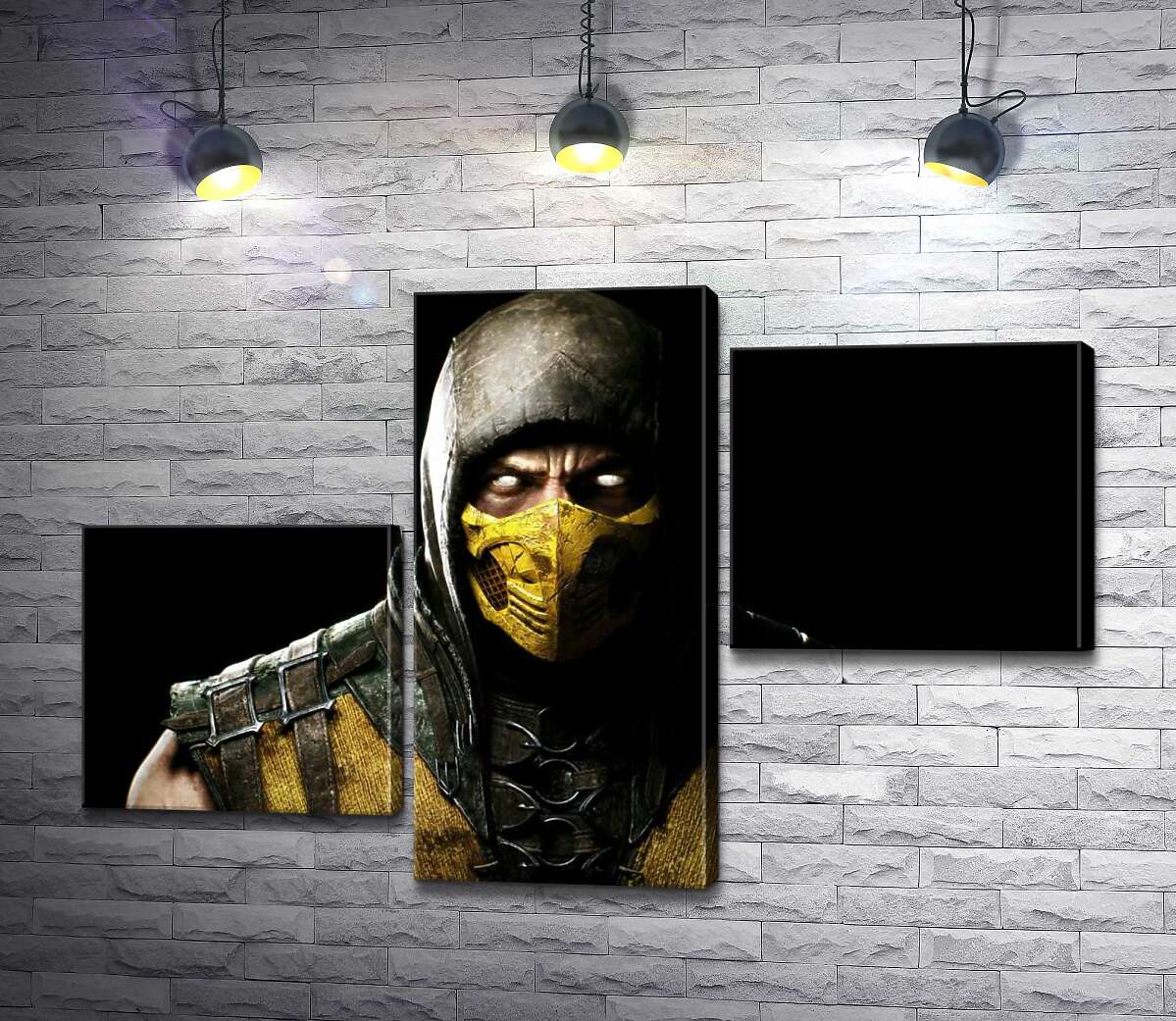 модульна картина З пітьми до світла: портрет героя гри "Mortal Kombat" Скорпіона (Модуль №12)