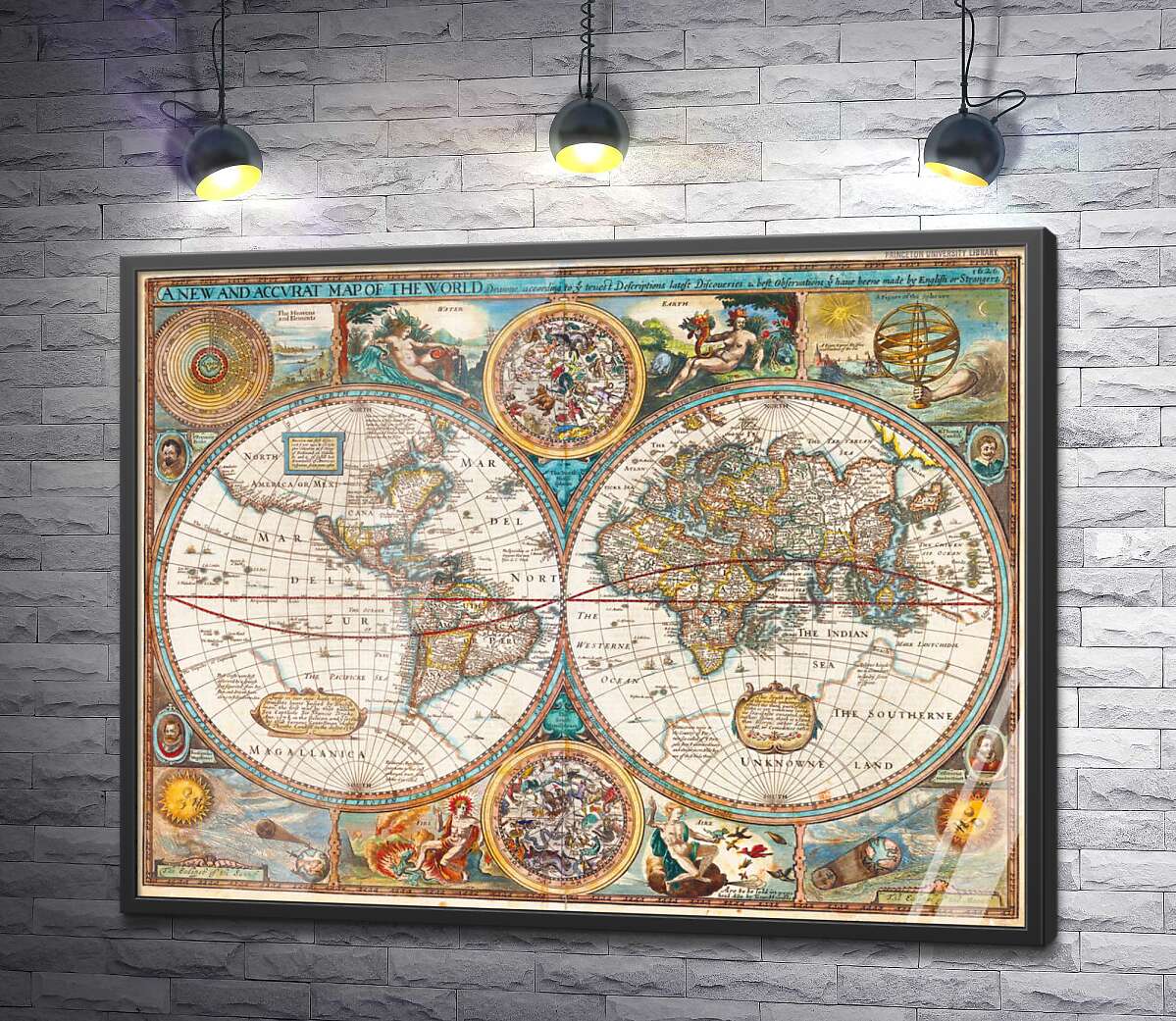 постер Географічна карта "Нового світу" 1627 року, авторства картографа Джона Спіда (John Speed)
