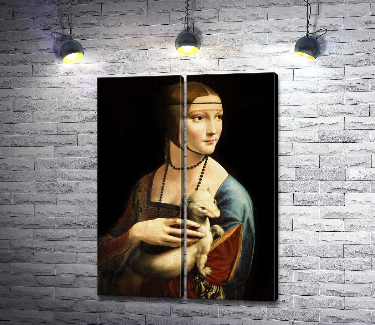 модульная картина Дама с горностаем (Dama con l'ermellino) - Леонардо да Винчи (Leonardo da Vinci)
