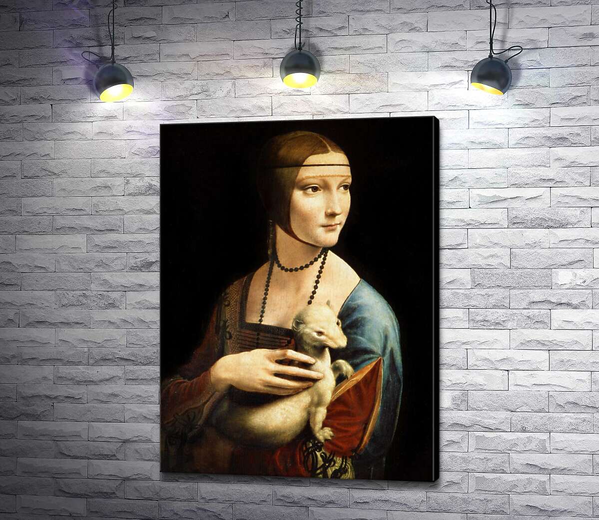 картина Дама с горностаем (Dama con l'ermellino) - Леонардо да Винчи (Leonardo da Vinci)