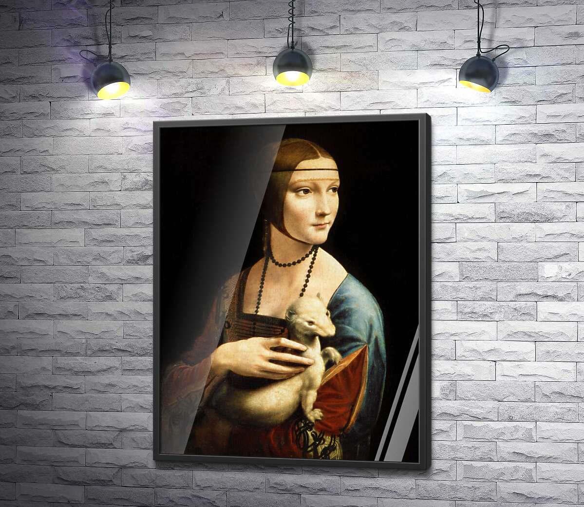 постер Дама с горностаем (Dama con l'ermellino) - Леонардо да Винчи (Leonardo da Vinci)