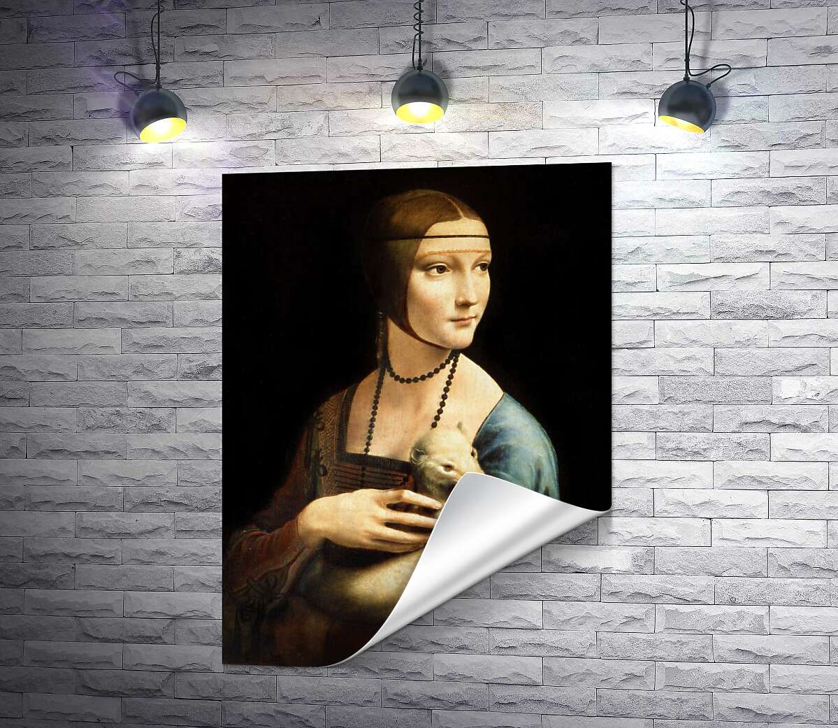друк Пані з горностаєм (Dama con l'ermellino) - Леонардо да Вінчі (Leonardo da Vinci)