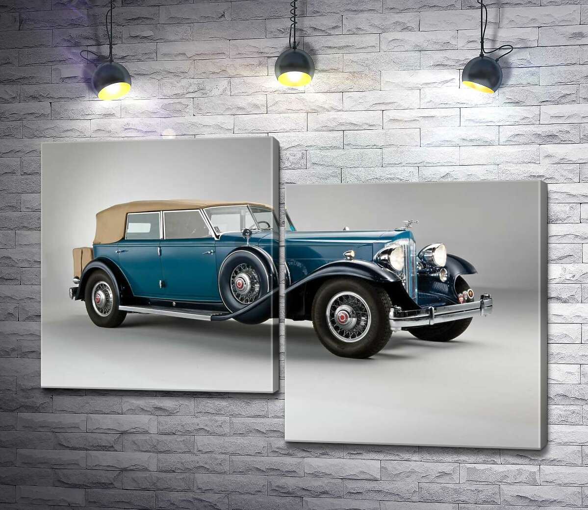 модульная картина Синий автомобиль с откидным верхом 1932 года Packard Twin Six (Модуль №9)