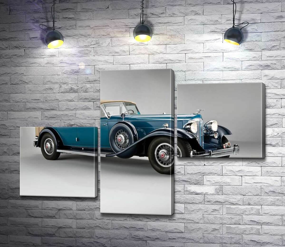 модульная картина Синий автомобиль с откидным верхом 1932 года Packard Twin Six (Модуль №12)