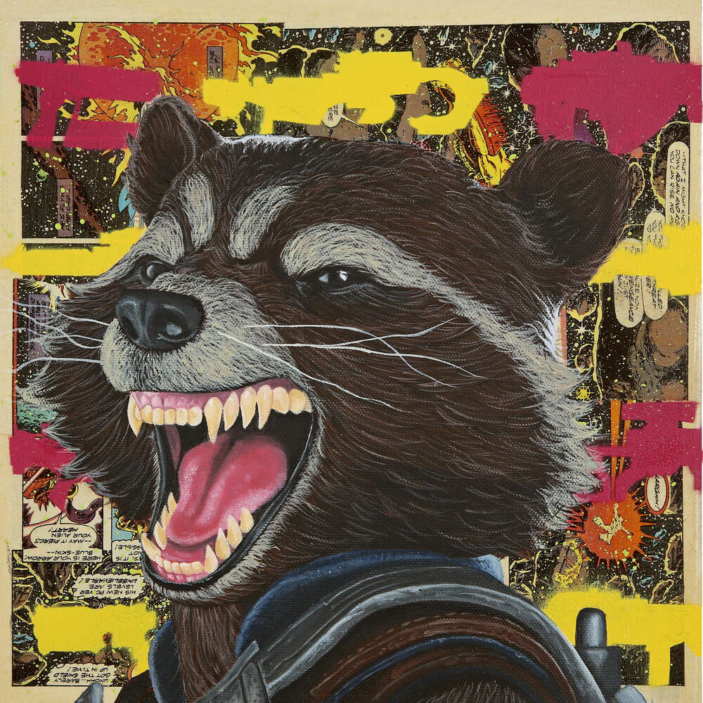 картина-постер Ракетный енот (Rocket raccoon) скалит зубы