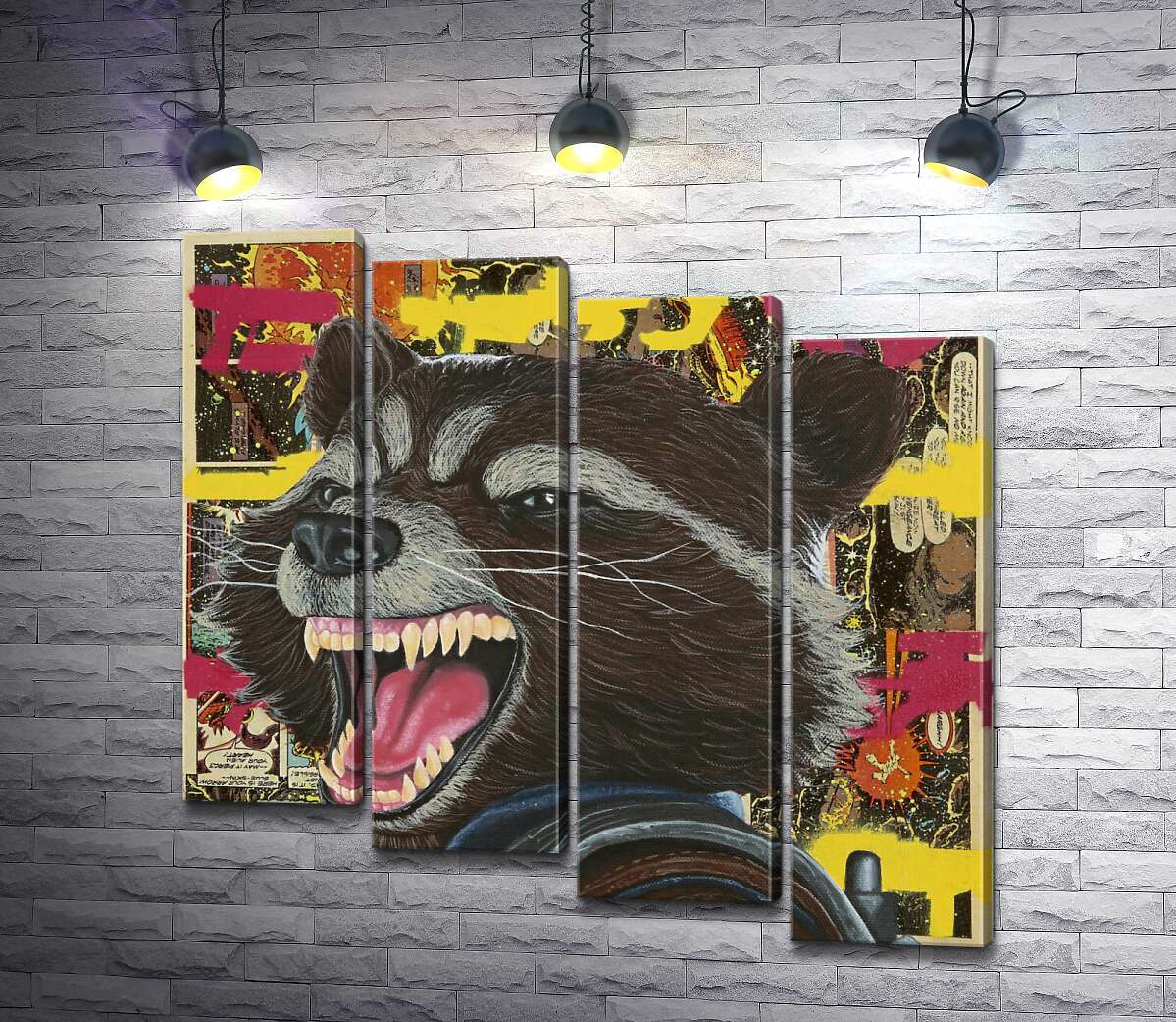 модульная картина Ракетный енот (Rocket raccoon) скалит зубы (Модуль №19)