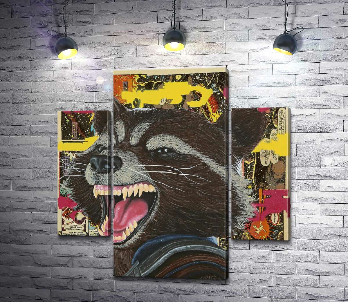 модульна картина Ракетний єнот (Rocket raccoon) скалить зуби (Модуль №5)