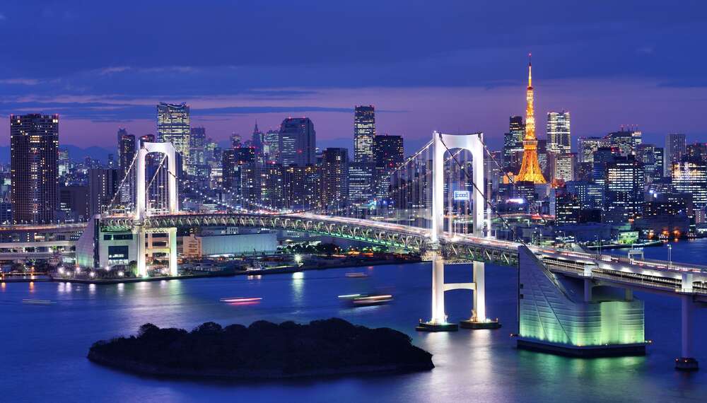 картина-постер Свет радужного моста в Токио