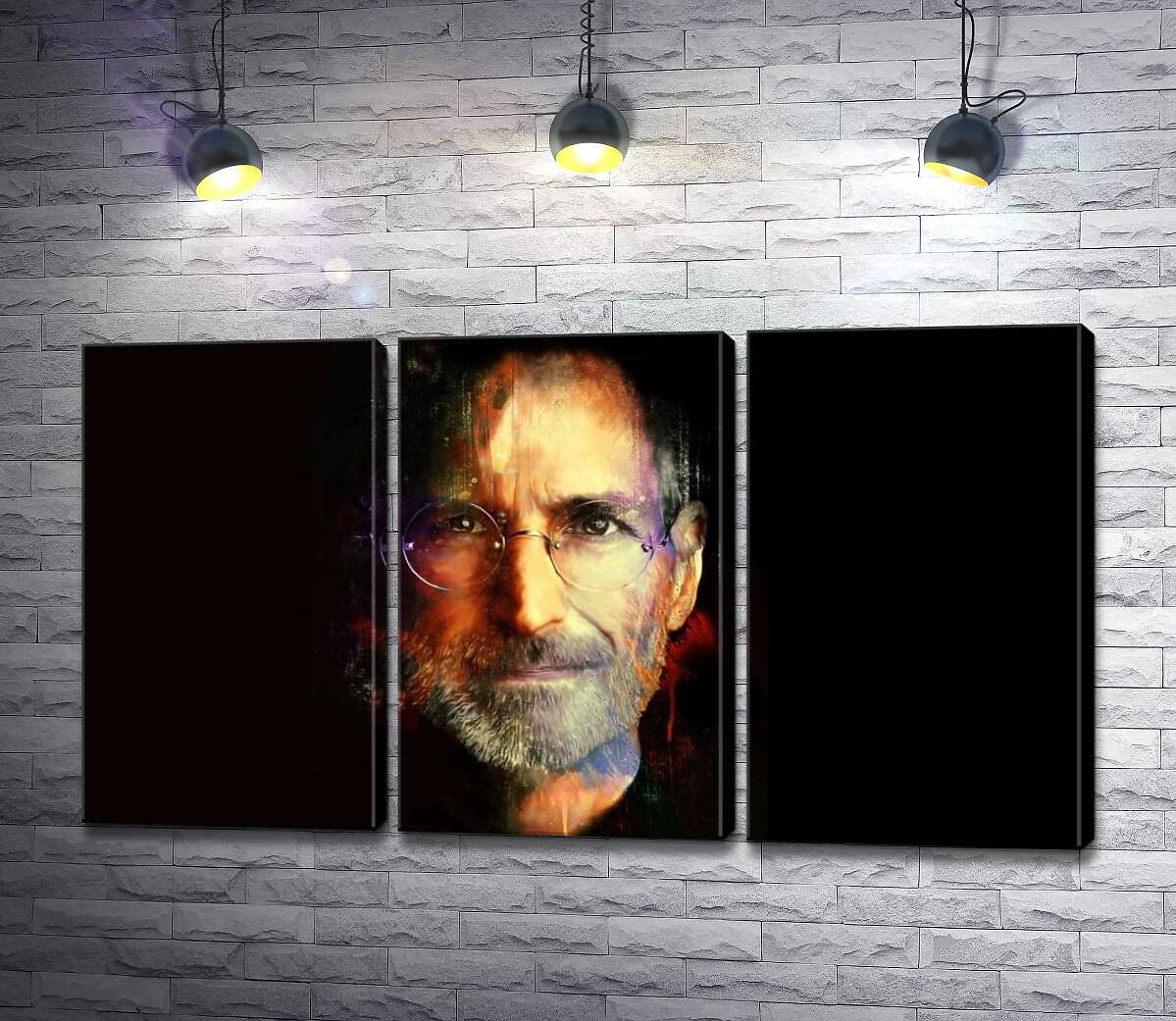 модульна картина Портрет Стіва Джобса (Steve Jobs) на чорному фоні