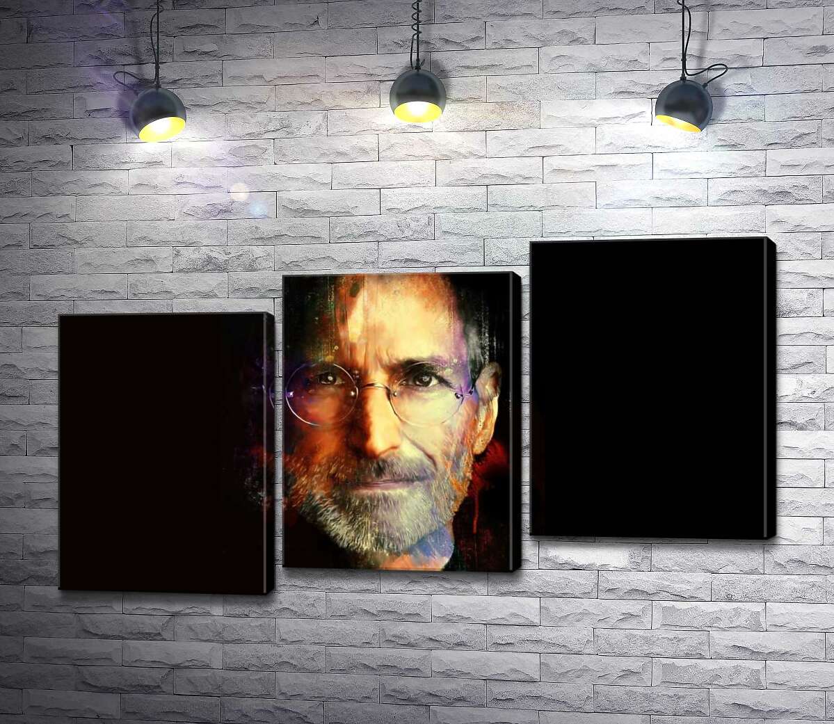 модульная картина Портрет Стива Джобса (Steve Jobs) на черном фоне (Модуль №14)