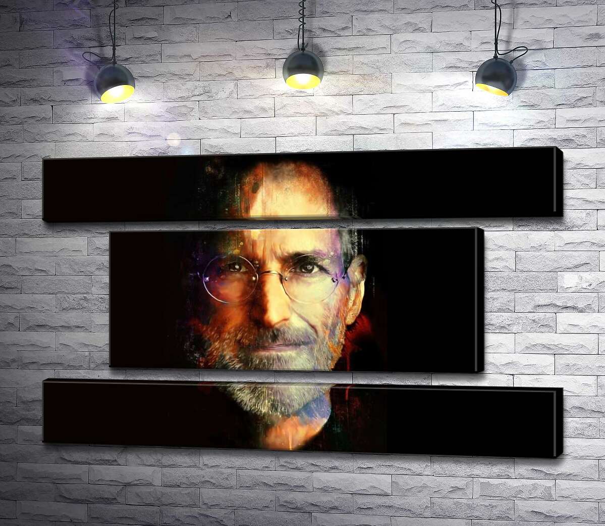 модульна картина Портрет Стіва Джобса (Steve Jobs) на чорному фоні (Модуль №18)
