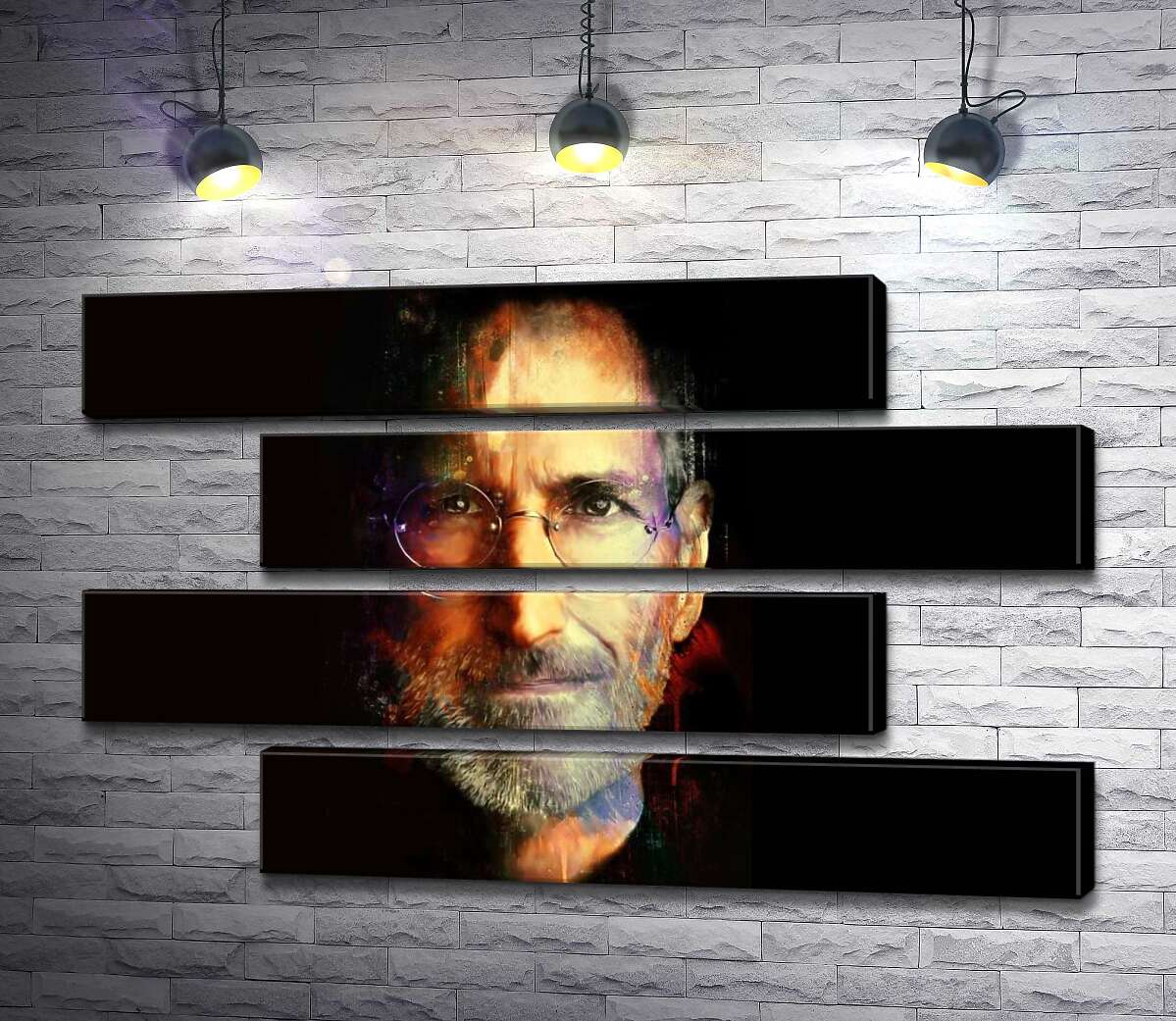 модульна картина Портрет Стіва Джобса (Steve Jobs) на чорному фоні (Модуль №23)