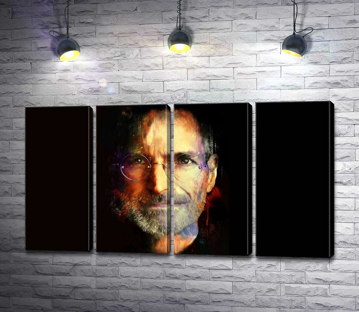 модульна картина Портрет Стіва Джобса (Steve Jobs) на чорному фоні (Модуль №24)