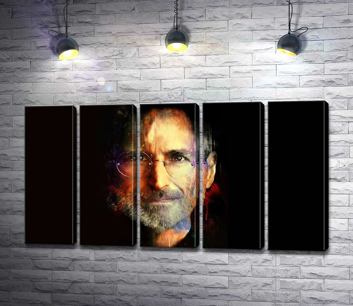 модульна картина Портрет Стіва Джобса (Steve Jobs) на чорному фоні (Модуль №26)