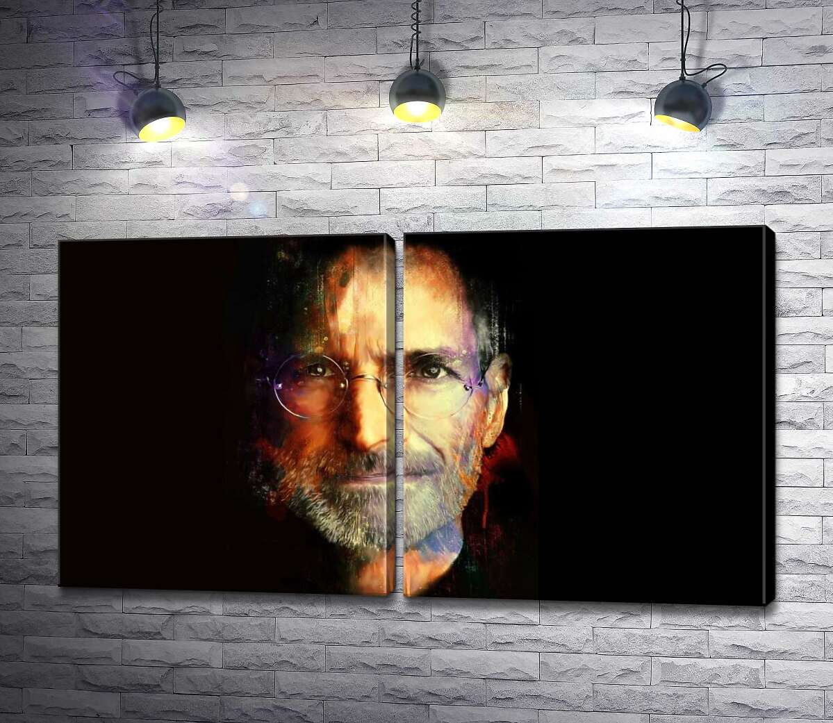 модульная картина Портрет Стива Джобса (Steve Jobs) на черном фоне
