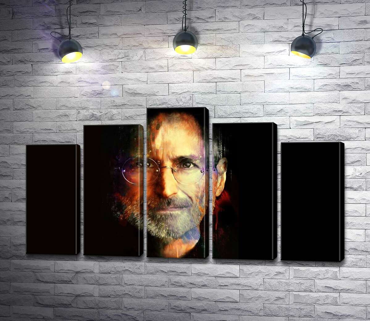 модульна картина Портрет Стіва Джобса (Steve Jobs) на чорному фоні (Модуль №29)