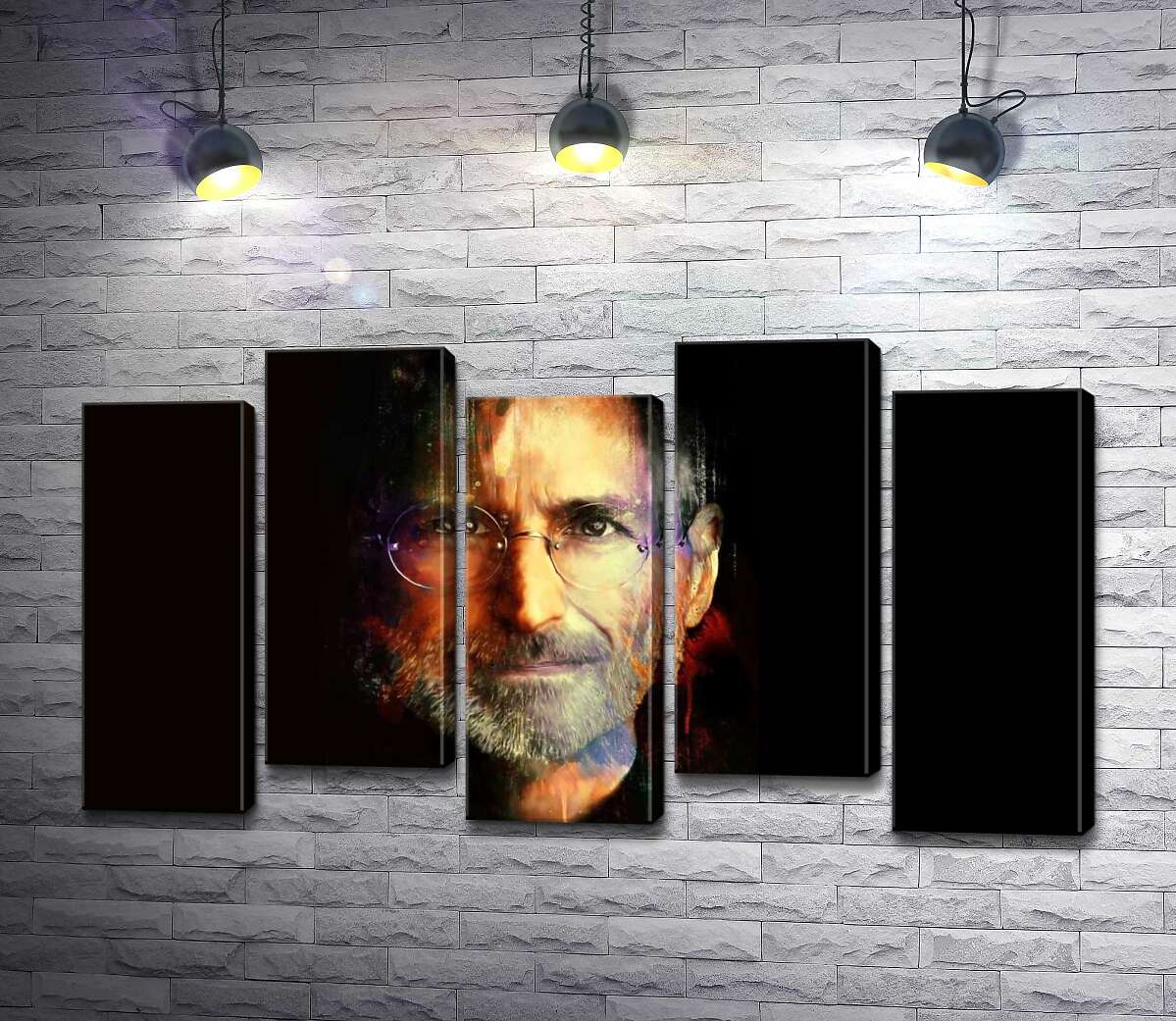 модульна картина Портрет Стіва Джобса (Steve Jobs) на чорному фоні (Модуль №30)