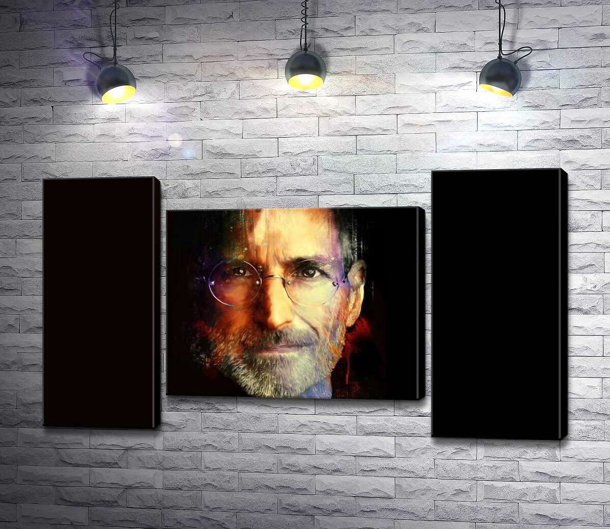модульная картина Портрет Стива Джобса (Steve Jobs) на черном фоне (Модуль №11)