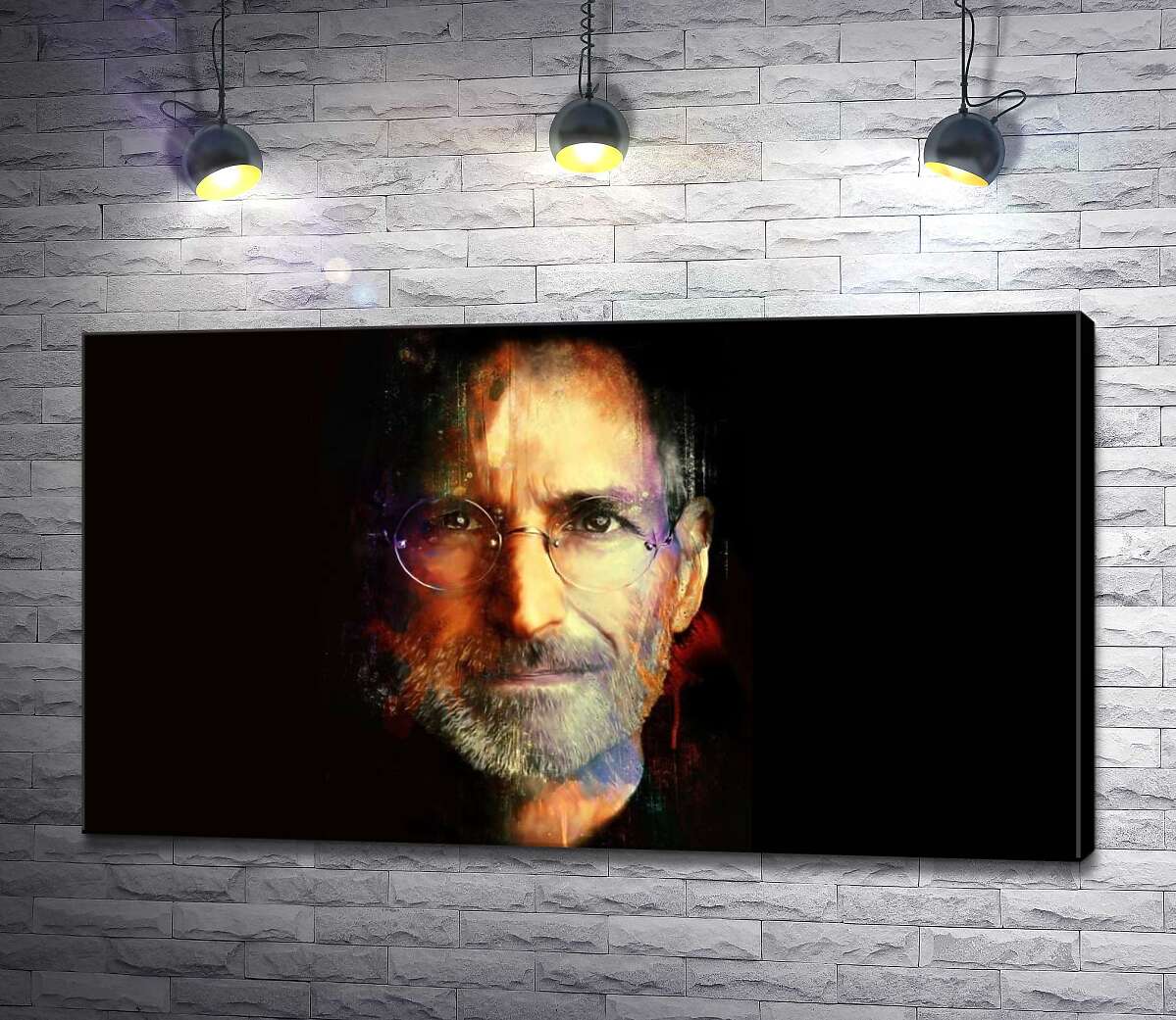 картина Портрет Стива Джобса (Steve Jobs) на черном фоне