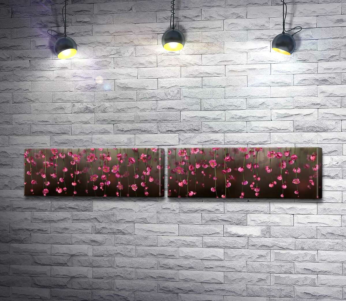 модульная картина Гирлянда из легких розовых цветов