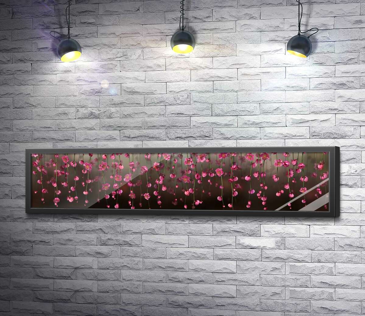 постер Гірлянда з легких рожевих квітів